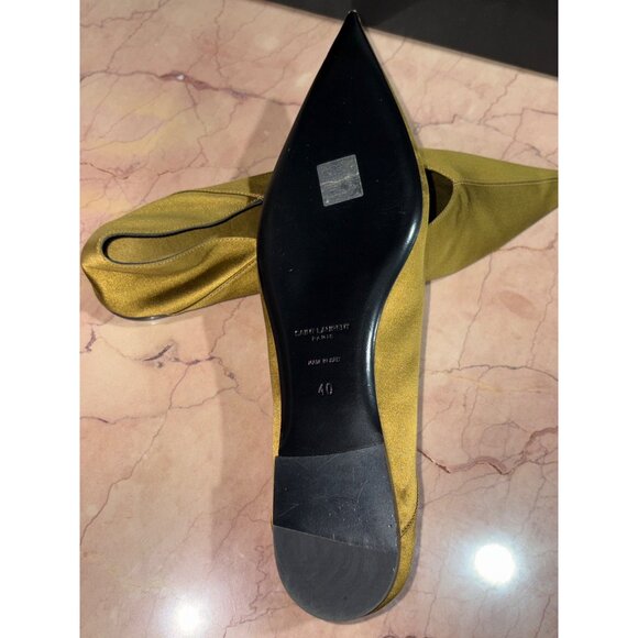 Saint Laurent Carolyn Slipper in Cuba Gold 40 With Box Womens Satin Flats - Picture 11 of 15